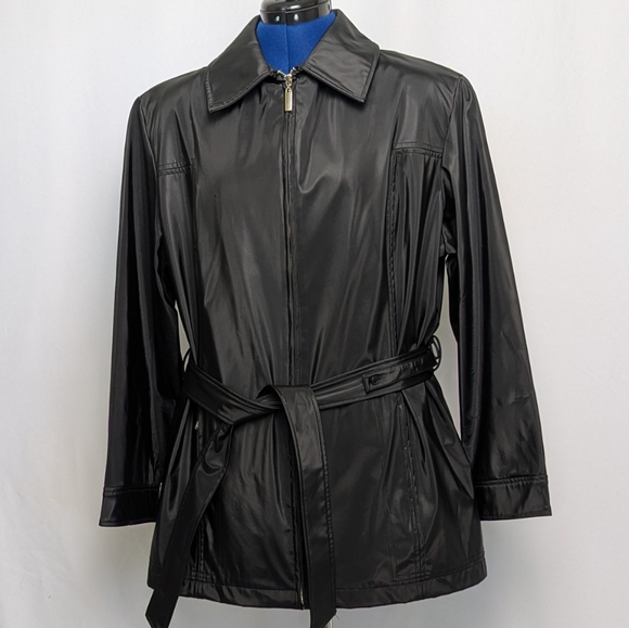 Signature Black Rain Jacket with Belt - Picture 1 of 14